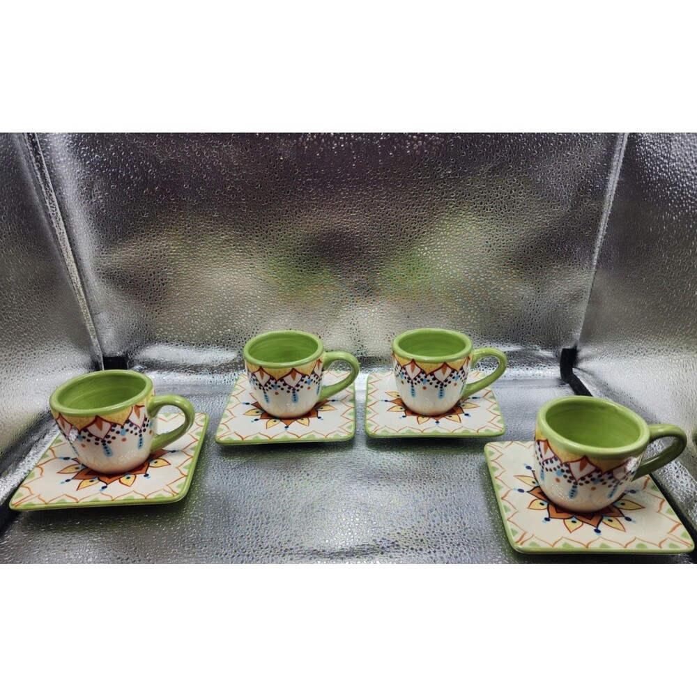 Vida by Eva Mendes for Espana Catalina Espresso Cup & Saucer (Set of 4 = 8pcs)